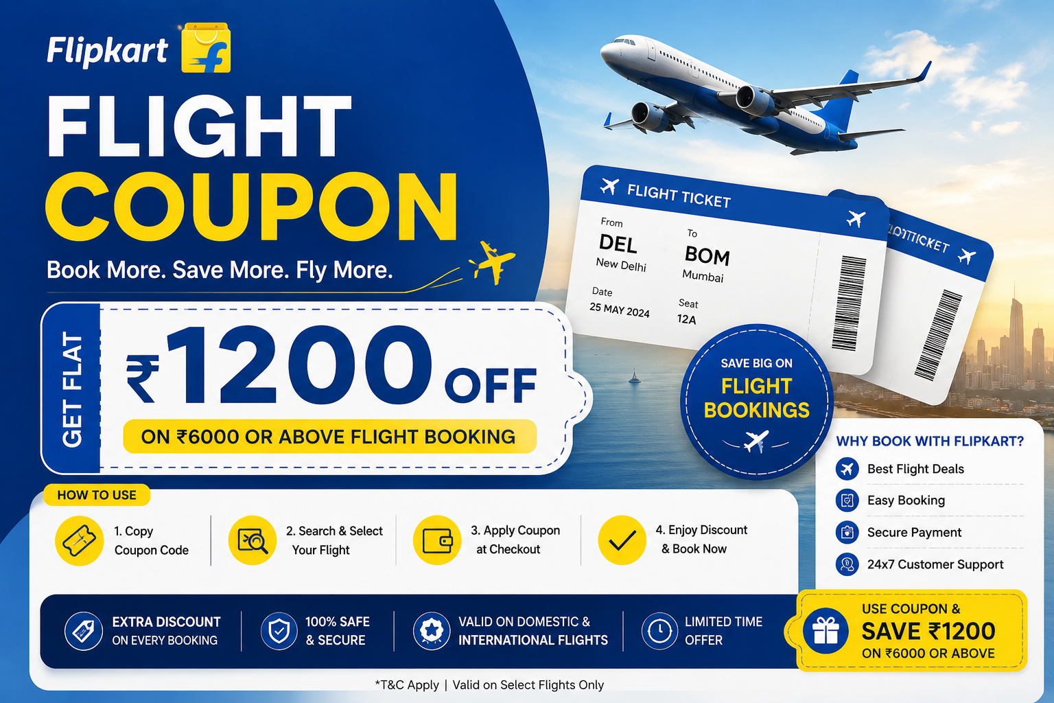 Flipkart Flight Coupon – ₹1200 OFF ✈️